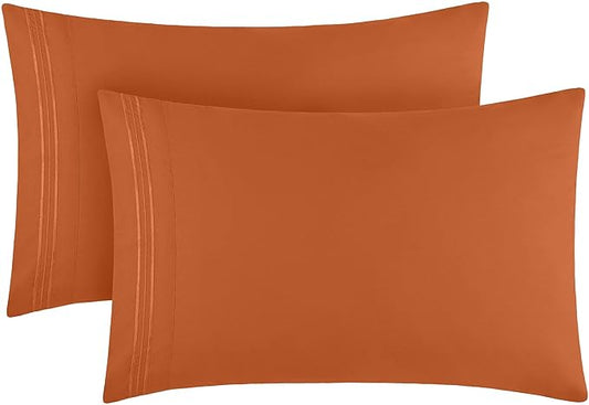 Mellanni Pillow Cases - Luxury, Extra Soft, Cooling Pillow Covers - 2 PC Iconic Collection Pillowcases - Envelope Closure (Standard/Queen 20" x 30", Terracotta)