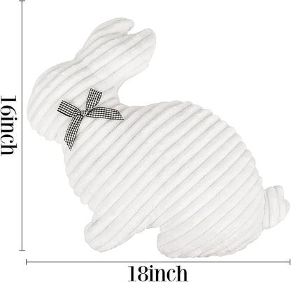 Easter Bunny Rabbit Throw Pillow: Ultra Soft Plush Faux Fur Striped Pillows, Fluffy Bunny Shaped Cushions Easter Throw Pillows, Spring Easter Decoration for Home, Bedroom, Living Room, Sofa and Couch