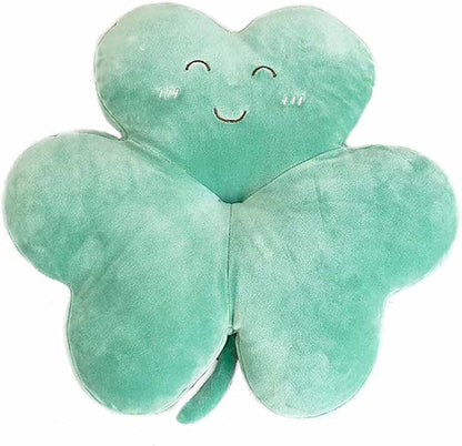 Cyprinus Carpio Smile Face Trifolium Plush Throw Pillow Green Shamrock Cushion Decor Room Green/19Inch