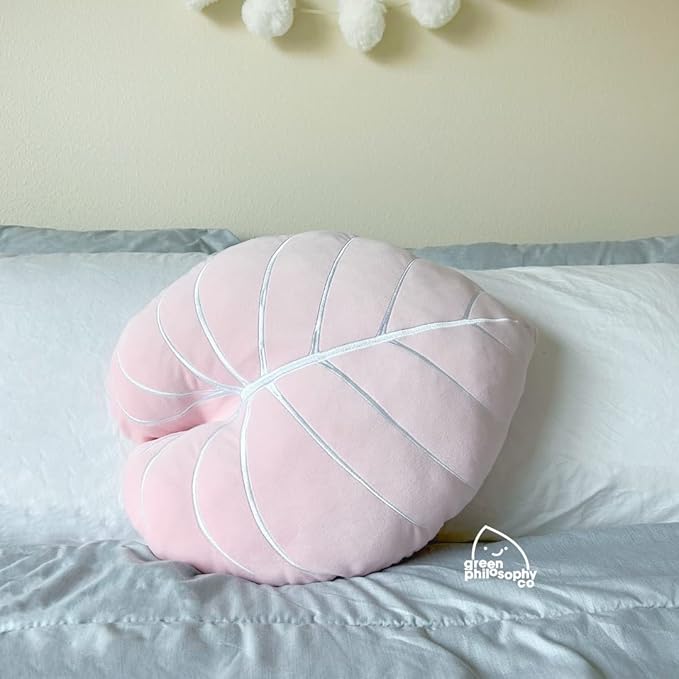 Green Philosophy Co. Philodendron Gloriosum Leaf Pillow - Baby Pink