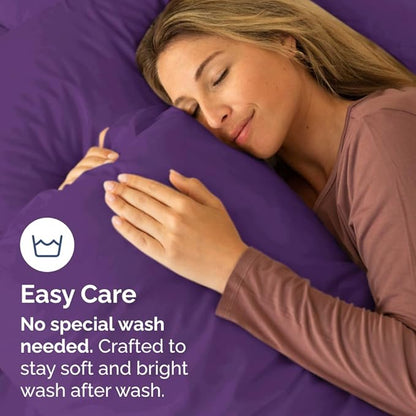 King Pillow Cases Set of 10 - Ultra Soft Hotel Quality Pillowcase Covers - Comfy & Wrinkle Free - Shrink, Stain and Fade Resistant - Easy-Care, Machine Washable Pillow Protectors - 10 Pcs Set - Purple