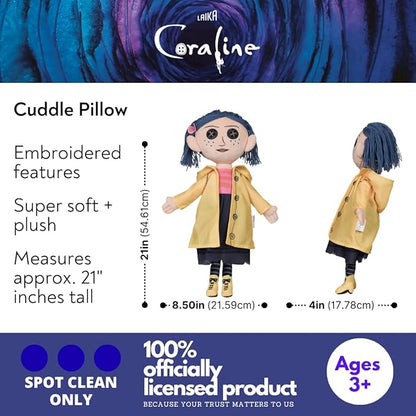 Coraline Cuddle Pillow Plush, Kids Bedding Super Soft Plush Pillow, (Officially Licensed Product) by Franco