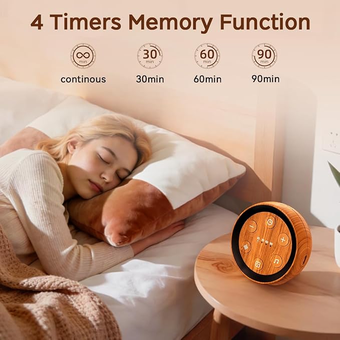 Battery Small Sound Machine White Noise Machine for Baby Kid Adult with 32 Calming Sounds 32 Volume Levels Portable Sleep Brown Noise Machine with 4 Timer Memory Function for Travel Office Privacy