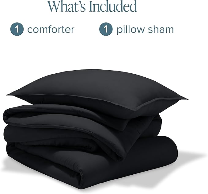 Bare Home Comforter Set - Twin/Twin Extra Long - Ultra-Soft - Goose Down Alternative - Premium 1800 Series - All Season Warmth Comforter (Twin/Twin XL, Black)