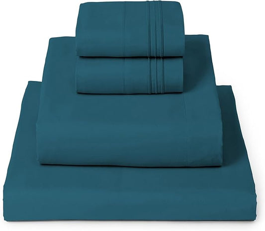 Mellanni Full Sheets Set - 4 PC Iconic Collection Bedding - Hotel Luxury, Extra Soft, Cooling Bed Sheets - Wrinkle, Fade, Stain Resistant (Full, Teal)