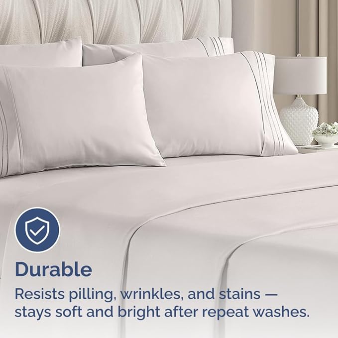 Queen Pillow Cases Set of 6 - Ultra Soft Hotel Quality Pillowcase Covers - Comfy, Cozy & Wrinkle Free - Shrink, Stain & Fade Resistant - Machine Washable Pillow Protectors - 6 Piece Set - Light Grey