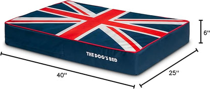 The Dog’s Bed Orthopedic Memory Foam Dog Bed Mattress, Oxford Fabric, Blue & Red Trim UK Center Flag, L, 6-Inch