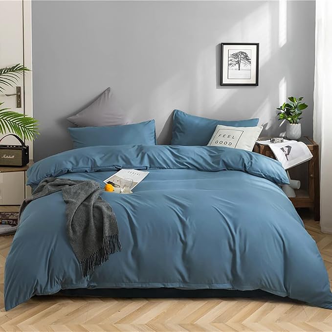 KAREVER Lake Blue Comforter Set Full Solid Blue Bedding Quilt Set Boys Bright Blue Blanket Set Women Lightweight Breathable Durable Bed Comforter Set