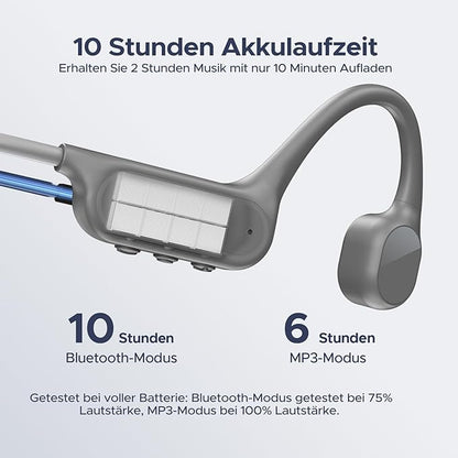 DOOGEE Bone Conduction IP68 Waterproof Swimming Headphones, 10H Battery Life Sports Running Wireless Bluetooth 5.4 Open Earphones with 32GB MP3 Dual Modes for Cycling, Underwater Swimming,Fitness