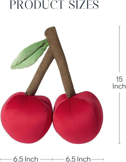 Phantoscope Fruit Shaped Pillow Series Cherry Shaped Throw Pillow, Fun Home Decor of Fruit Themed Cushions, Fall Decorative Pillow for Couch, Bed and Chair, Red, 15 x6.5 inches
