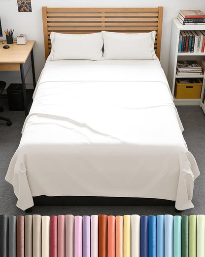 Full XL Bed Sheet Set - 4 Piece Extra Long Extended Full XL Sheets - Ultra-Soft, Breathable & Cooling - Fits 8” to 16" Mattress w/ Deep Pockets - 54" x 80" - Wrinkle & Fade Resistant - Antique White