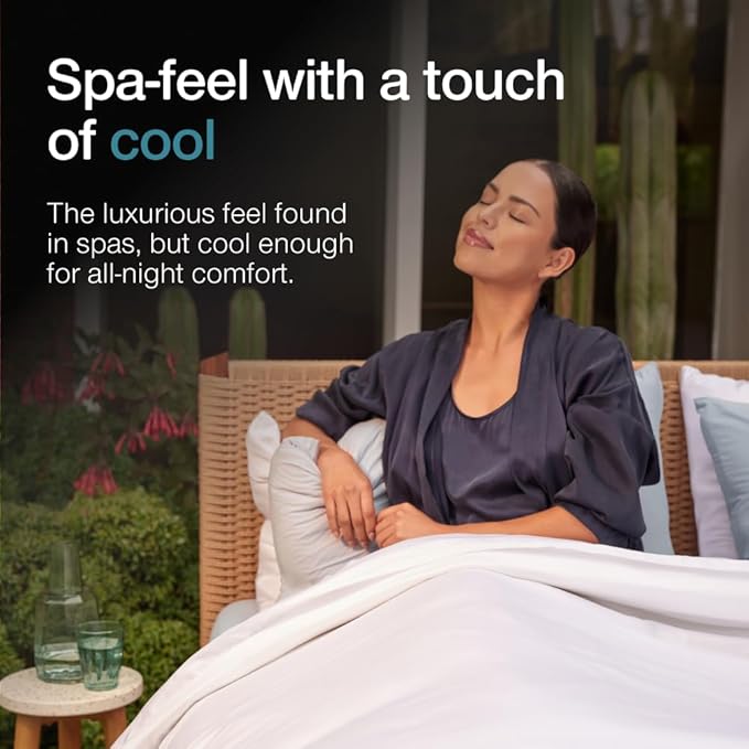 Coop Home Goods Cool+ Cooling Bed Sheets, 4 Piece Queen Sheet Set, White Breathable Cooling and Super Soft, Luxury Spa & Hotel Quality, Queen Size Bed Set