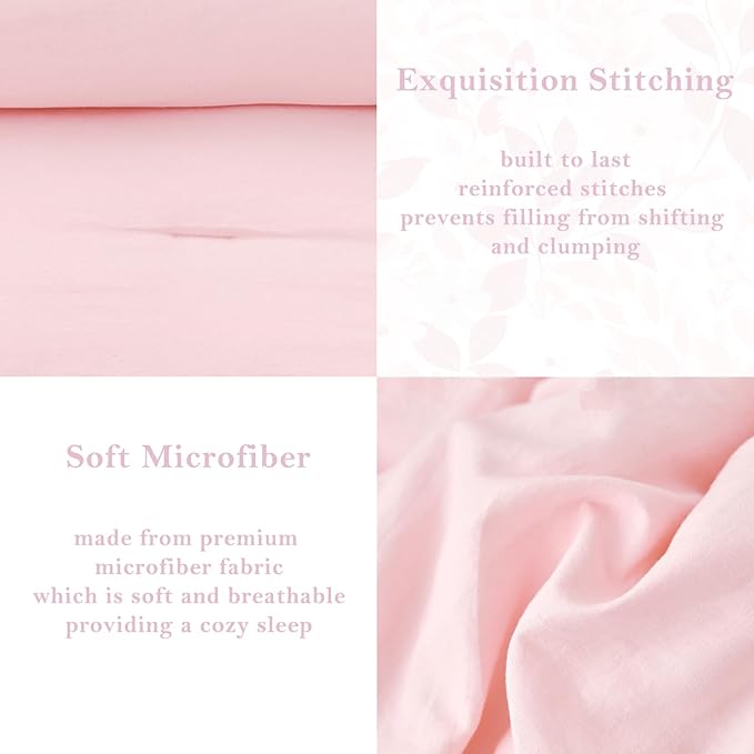 PERFEMET Pink Ruffled Comforter Set Full Multi-Layers Ruffle Bedding for Girls Princess Bedding Set Kids Chic Room Decor (Light Pink，Full)