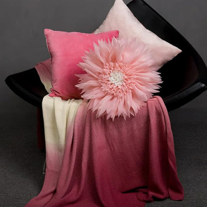 Handmade 3D Flower Round Throw Pillow Cute Decorative Daisy Sunflower Accent Cushion Elegant Soft Floral Pillow with Insert for Couch Chair Car Bed Bedroom Living Room Home Decor 14Inch Pink