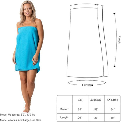 Turkish Linen Women’s Waffle Spa Body Wrap with Adjustable Closure