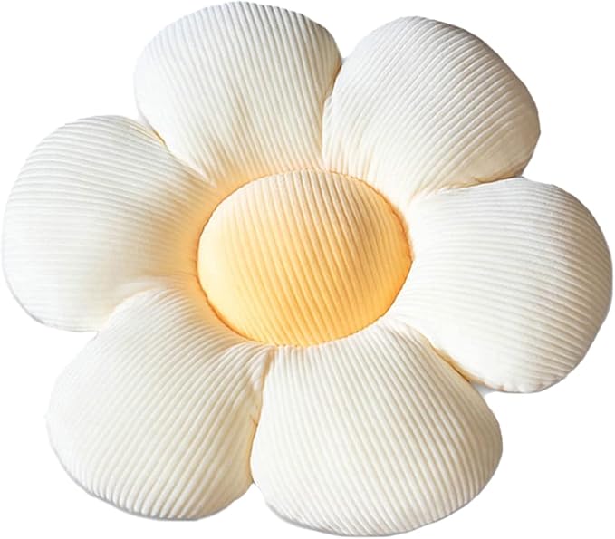 Flower Pillows, Flower Cushion, Leisure and Comfortable Pillow, Car Cushion (Beige/Yellow, 40cm*40cm)