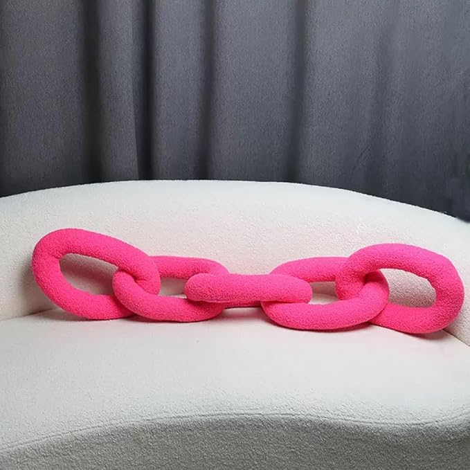 Long Chain Throw Pillow Knot Pillow，Knotted Chain Shape Cushion Dorm Room Decor Household Throw Knot Decorative Cushion for Bed Living Room (Pink)