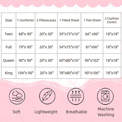 Feelyou Cute Pink Bow Comforter Set Queen Size, Pink Girls Bow 7 Pcs Bedding Set for Kids, Dreamy Bowknot Princess Bed in a Bag, Bed Sheet Sets with Fitted Sheet Pillowcases for Bedroom Bed Decor