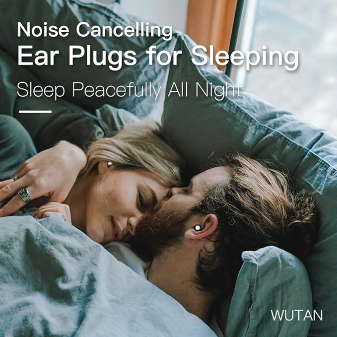 WUTAN Ear Plugs for Sleeping Noise Cancelling 14-38dB, Comfortable Soft Reusable Silicone Ear Plugs Noise Reduction Earplugs for Sleep Concert Work Airplane Travel (Blue White, S/L)