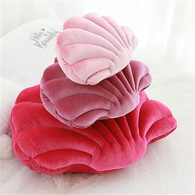 Patty Both Seashell Decorative Pillow Velvet Seashell Throw Pillow, Sea Shell Shaped Throw Pillow Decorative Pillows for Bed Couch Home Office Decor (Pink, Medium(17.2 * 13.2in 0.55kg))