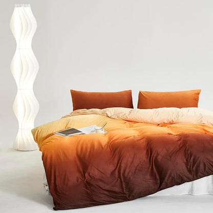 CLOTHKNOW Dark Yellow Fluffy Queen Comforter Set Velvet Bedding Comforter Sets Dark Yellow Queen Comforter Soft Caramel Comforter Sets Queen