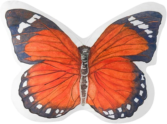 JWH 3D Butterfly Pillow Decorative Plush Throw Pillow Colorful Animal Print Cushion for Bed Couch Living Room Bedroom Chair 13x15 Inch Orange