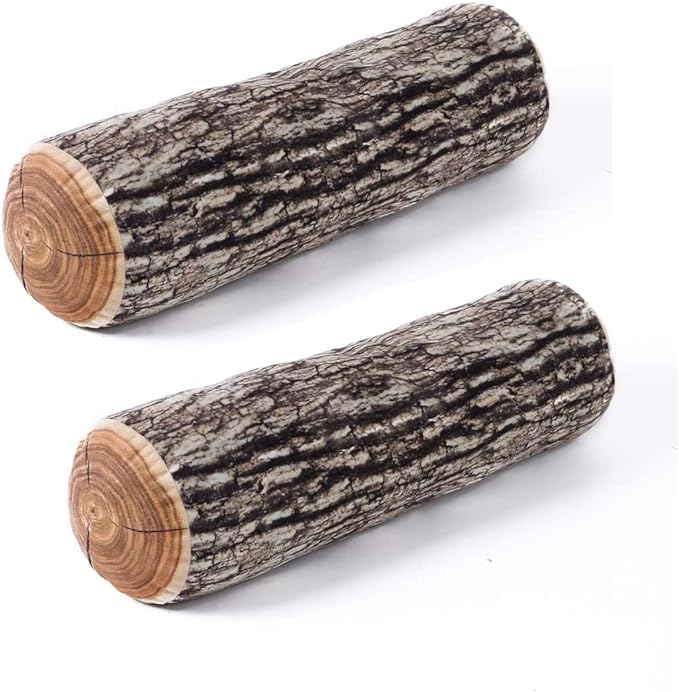 HYSEAS Decorative Round Throw Pillow, 3D Digital Print Comfortable Kids Funny Cute Wood Log Pillow Cylinder Floor Cushion for Home, Couch, Sofa, Bedroom, Living Room Decor, Trunk, 2 Pack