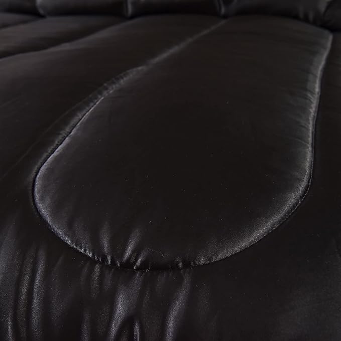 Dreamer Silk Like Black Satin Comforter Set - Queen Size, Silky Microfiber Filling, Down Alternative, Luxury Silky Bed Comforter 1 Comforter 2 Pillowcases