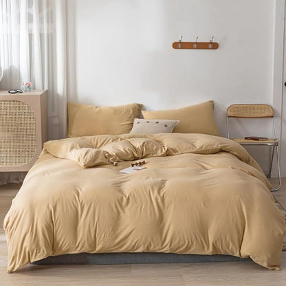 CLOTHKNOW Champagne Queen Size Comforter Set 3Pcs Light Brown Bedding Comforter Sets Beige Queen Comforter Light Khaki Comforter with 2 x Pillowcases