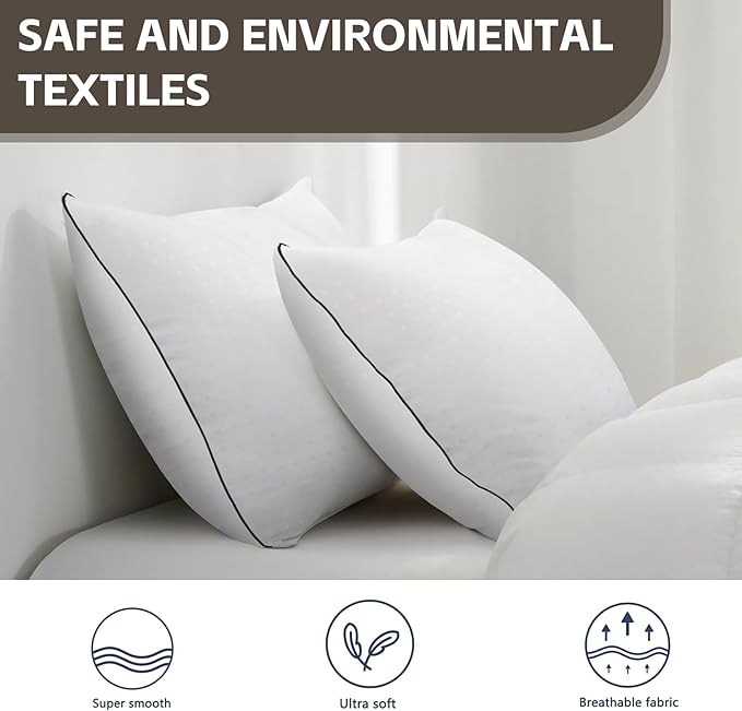HIMOON Bed Pillows for Sleeping 4 Pack,Queen Size Cooling Pillows Set of 4,Top-end Microfiber Cover for Side Stomach Back Sleepers