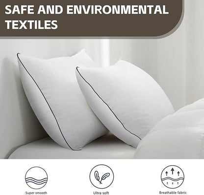 HIMOON Bed Pillows for Sleeping 4 Pack,Standard Size Cooling Pillows Set of 4,Top-end Microfiber Cover for Side Stomach Back Sleepers