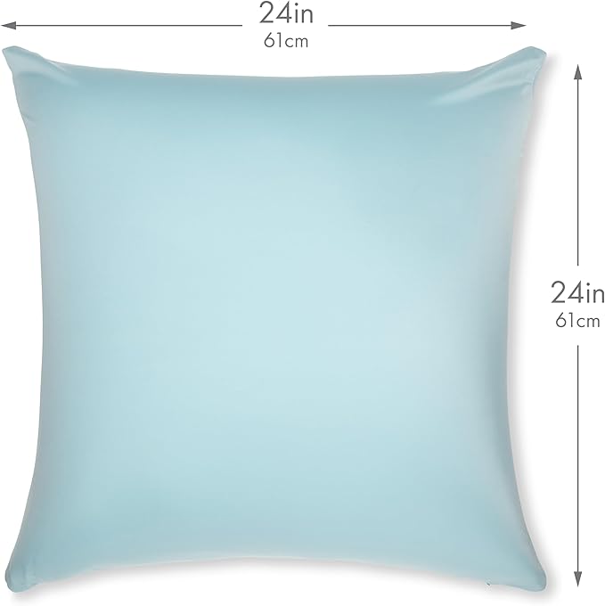 PILLOWY 24"x24" Throw Pillow - Sweat Baby Blue: 1Pcs Luxurious Premium Microbead Pillow with 85/15 Nylon/Spandex Fabric. Forever Fluffy, Outstanding Beauty & Support. Silky, Soft & Beyond Comfortable