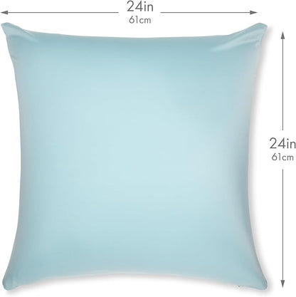PILLOWY 24x24 Throw Pillowcase (Cover Only) -85/15 Nylon, Spandex -Luxurious, Silky, Stretchy & Soft - 1Pcs Solid Color -A Perfect Choice for Couch Chairs Sofa Bed Adult/Kids Bedroom, Sweat Baby Blue