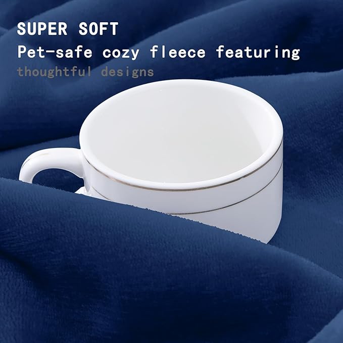 Smiry Waterproof Dog Bed Blanket, Leakproof Pet Throw Blanket for Bed Couch Sofa, Reversible Sherpa Fleece Furniture Protector Cover for Small Medium Large Dogs Cats (Navy Blue, 32x40 inches)