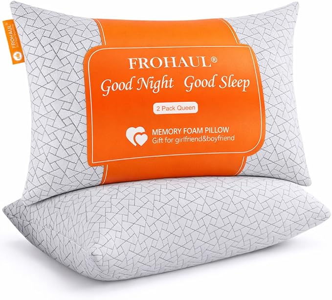 Neck Support Shredded Memory Foam Pillows for Sleeping, Adjustable Firm Pillow for Side, Back and Stomach Sleepers, Very Soft ＆ Warm for Winter ＆ Spring, Queen Size Set of 2（18 * 28inch）