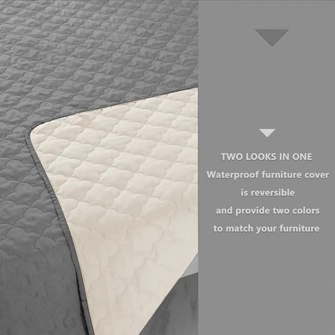 CHHKON Dog Blankets for Couch Protection Waterproof Dog Bed Covers Pet Blanket Furniture Protector (Grey+Ivory, 82"x86")