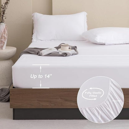 Andency Oversized King Comforter Set White 120x98-7 Pieces Boho Tassel Bed in a Bag Soft Lightweight Bedding Sets, Fringe All Season Bed Set with Comforter, Sheets, Pillowcases & Shams