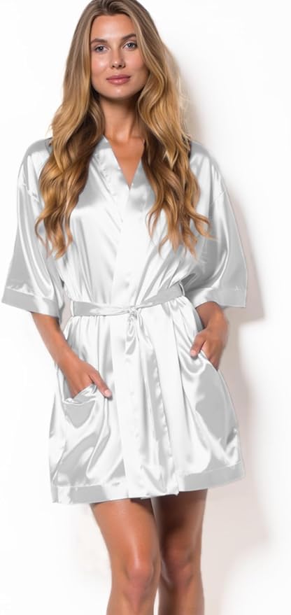 Turquaz Women's Bride Bridesmaids Silky Robe Satin Kimono Robes for Women Lingerie