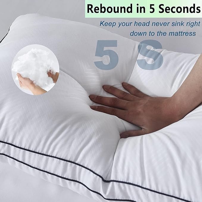 Gehannah Bed Pillows for Sleeping, Luxury Plush Soft Pillow with Home and Hotel, Breathable Microfiber Cover Skin-Friendly Pillows for Side Back Sleepers (White, Queen (Pack of 4))