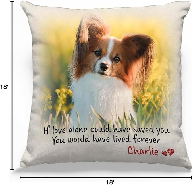 Pawfect House Personalized Pet Memorial Pillow (Insert Included), Cat Loss Sympathy Gift, Custom Photo in Loving Memory Pillow, Pet Loss Bereavement Gifts, Dog Memorial Gifts for Loss of Dog