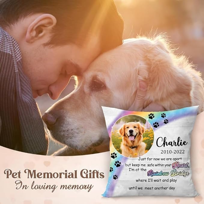 Personalized Pet Photo Memorial Throw Pillow (Insert Included), Dog Memorial Gifts for Loss of Dog, Pet Pillows Photo, Pet Loss Gift Sympathy Gift for Pet, Pillow Case Cover, Pillow Pet Dog