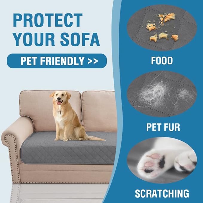 H.VERSAILTEX Couch Cover for Dogs Washable 100% Waterproof Sofa Cushion Cover Dog Bed Cover Non-Slip Pet Blanket for Sofa Cushion Protector, 35" x 74", Grey