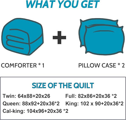 Decroom Lightweight Queen Comforter Set with 2 Pillow Sham - 3 Pieces Set - Quilted Down Alternative Comforter/Duvet Insert for All Season - White - Queen Size