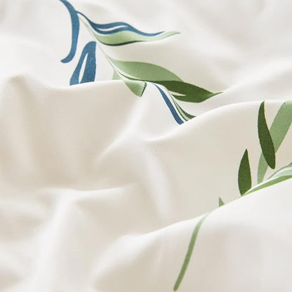 EMME Twin Comforter Set - Sage Green Floral Bedding Sets 5 PCS with Nature Leaves Pattern, Soft Leaf Printed Botanical Bed Set with Sheets, Fluffy Bed Bag for All Season(68"X90")