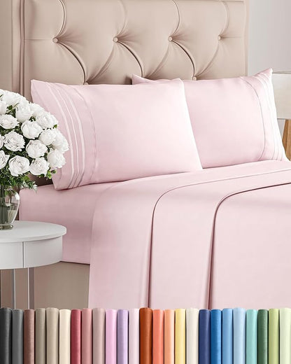 King Size 4 Piece Sheet Set - Comfy Breathable & Cooling Bed Sheets Set - Hotel Luxury Bedding for Women, Men, Kids, Teens, Boys & Girls - Deep Pockets, Soft, Wrinkle Free - Oeko-Tex - Lavender Pink