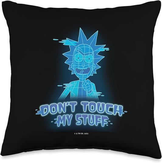 Rick and Morty Rick says Don't Touch My Stuff Throw Pillow