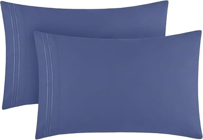 Mellanni Pillow Cases - Luxury, Extra Soft, Cooling Pillow Covers - 2 PC Iconic Collection Pillowcases - Envelope Closure (King 20" x 40", Blue Nova)
