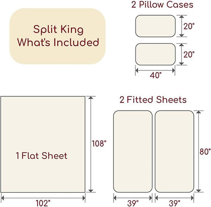 Mellanni Split King Sheets Set - 5 PC Iconic Collection Bedding - Hotel Luxury, Extra Soft, Cooling Bed Sheets - Wrinkle, Fade, Stain Resistant (Split King, Pistachio)