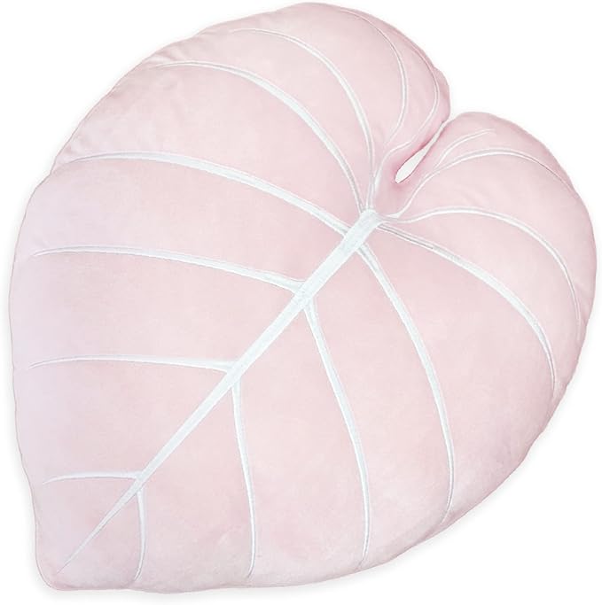 Green Philosophy Co. Philodendron Gloriosum Leaf Pillow - Baby Pink