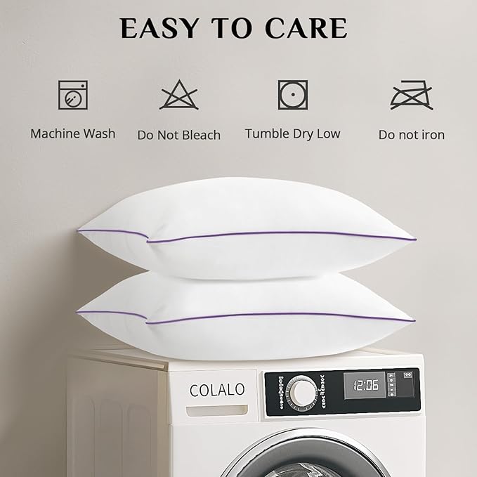 JOLLYVOGUE Pillows King Size Set of 4, Washable Supportive Bed Pillows with Super Soft Down Alternative Fill, Luxury Fluffy Hotel Quality for Side, Back, and Stomach Sleepers